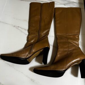 Women's Tall Tan Leather High-Heel Boots